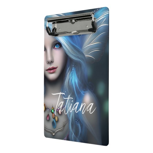 Gepersonaliseerde etherische mystieke blauwe fee mini klembord (Angled2)