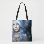 Gepersonaliseerde etherische mystieke blauwe fee tote bag (Voorkant)