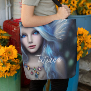 Gepersonaliseerde etherische mystieke blauwe fee tote bag