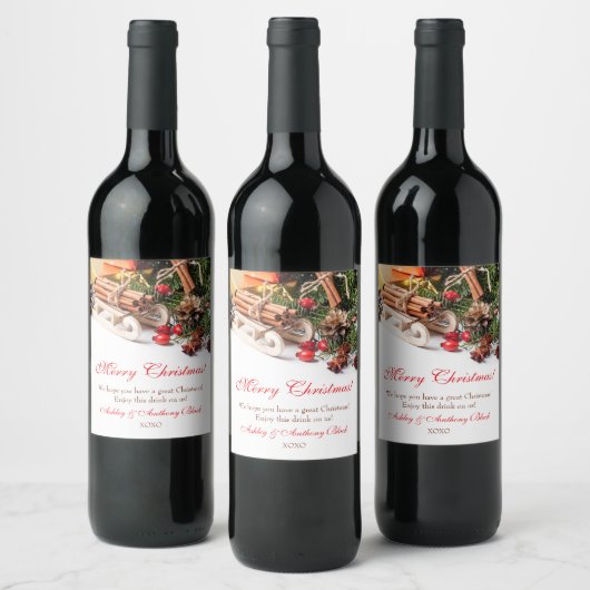 Gepersonaliseerde etiketten van de Kerstmiswijn |  (Flessen)