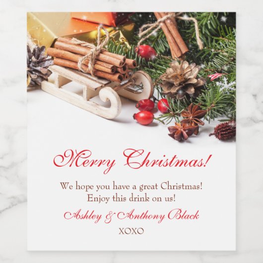 Gepersonaliseerde etiketten van de Kerstmiswijn |  (Enkel label)