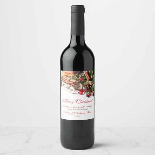 Gepersonaliseerde etiketten van de Kerstmiswijn | (Voorkant)