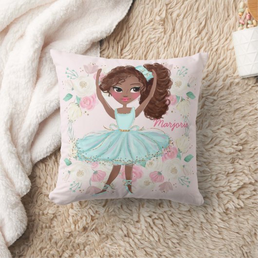 Gepersonaliseerde etnische Ballerina Pink Floral Kussen (Deken)