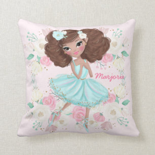 Gepersonaliseerde etnische Ballerina Pink Floral Kussen