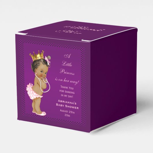 Gepersonaliseerde etnische prinses Baby shower dan Bedankdoosjes (Voorkant Zijde)