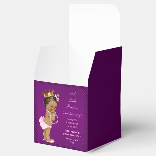 Gepersonaliseerde etnische prinses Baby shower dan Bedankdoosjes (Geopend)