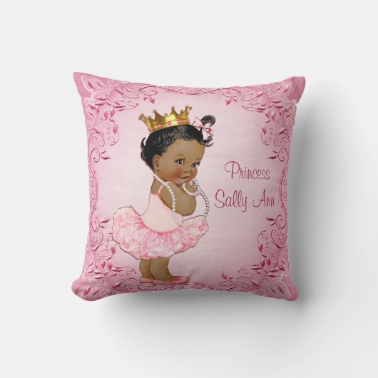 Gepersonaliseerde Etnische prinses Ballerina Pink Kussen (Voorkant)