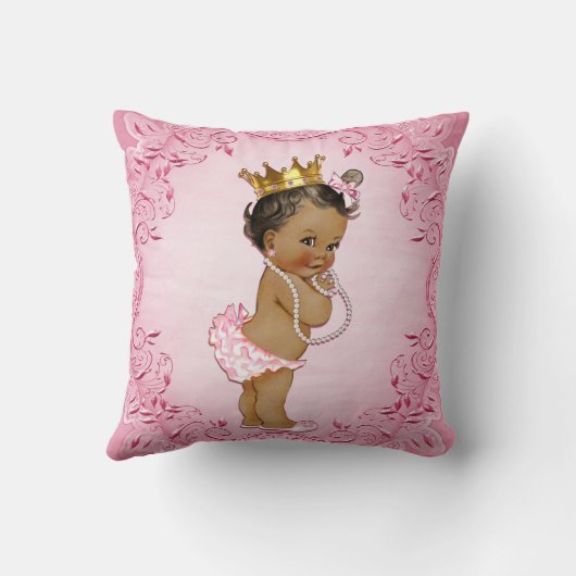 Gepersonaliseerde Etnische Prinses Glamoureus Roze Kussen (Achterkant)