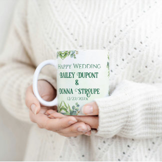 Gepersonaliseerde eucalyptus bruiloft Jubileum cad Koffiemok