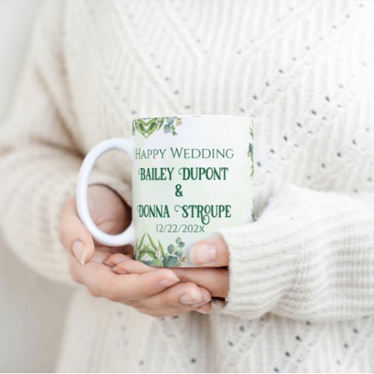 Gepersonaliseerde eucalyptus bruiloft Jubileum cad Koffiemok