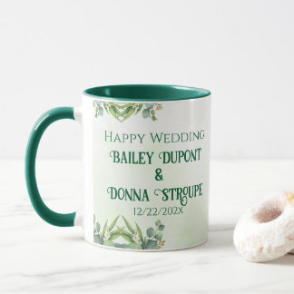Gepersonaliseerde eucalyptus bruiloft Jubileum cad Mok