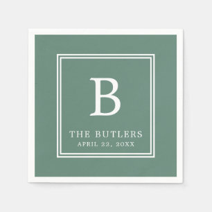 Gepersonaliseerde Eucalyptus Green bruiloft servet