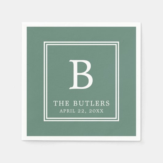 Gepersonaliseerde Eucalyptus Green bruiloft servet (Voorkant)