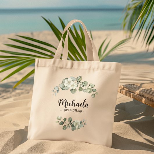 Gepersonaliseerde Eucalyptus Greenery Bruidsmeisje Tote Bag