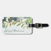 Gepersonaliseerde Eucalyptus Greenery Gold Bagagelabel (Voorkant horizontaal)