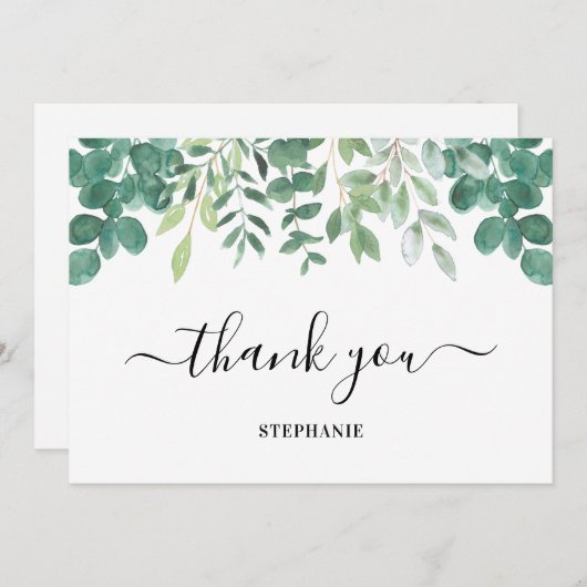 Gepersonaliseerde Eucalyptus Greenery Hartelijk da Bedankkaart (Voorkant / Achterkant)