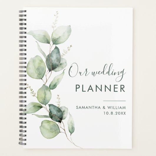 Gepersonaliseerde eucalyptus koppels bruiloft planner (Voorkant)