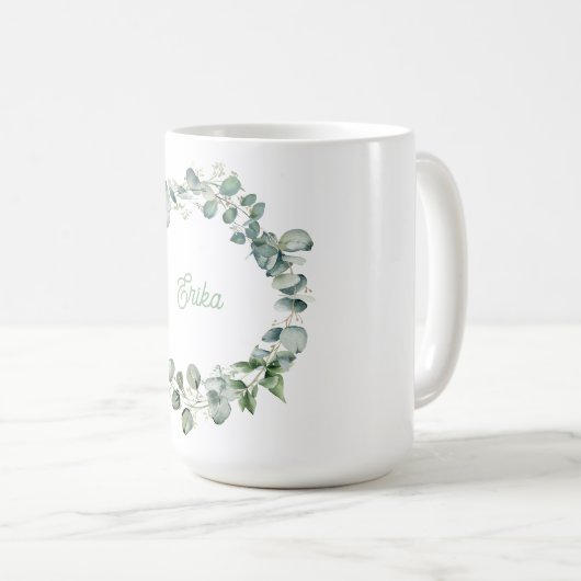 Gepersonaliseerde Eucalyptus krans mok (Voorkant rechts)