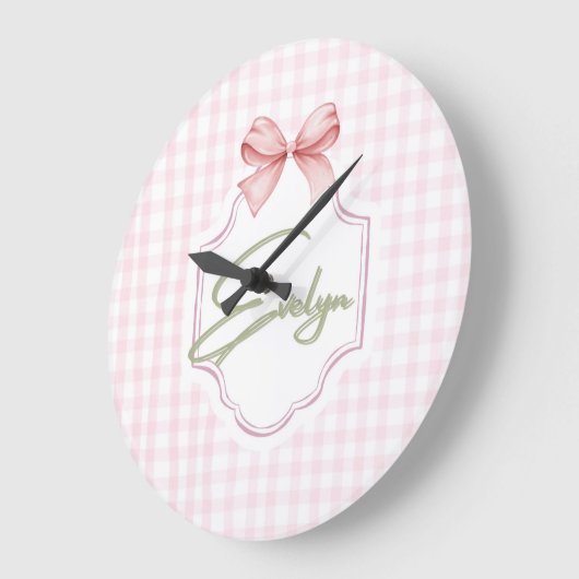 Gepersonaliseerde Evelyn Baby Girl Nursery Bow & G Grote Klok (Hoek)