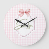 Gepersonaliseerde Evelyn Baby Girl Nursery Bow & G Grote Klok (Voorkant)