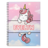Gepersonaliseerde Evelyn Unicorn Girlie Notitieboe Notitieboek (Voorkant)