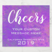 Gepersonaliseerde Evenement Violet Marbled Art Sparkling Wijnetiket (Enkel label)