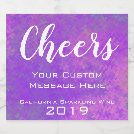 Gepersonaliseerde Evenement Violet Marbled Art Sparkling Wijnetiket (Enkel label)