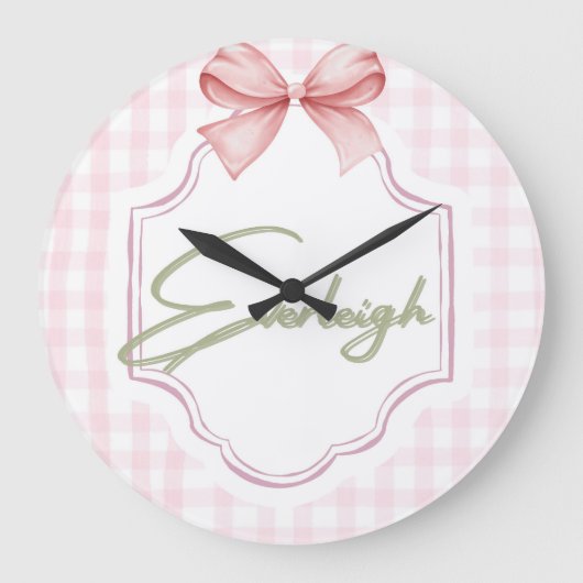 Gepersonaliseerde Everleigh Baby Girl Nursery Ging Grote Klok (Voorkant)