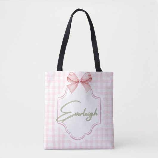 Gepersonaliseerde Everleigh Baby Girl Nursery Ging Tote Bag (Voorkant)