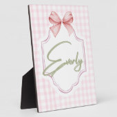 Gepersonaliseerde Everly Baby Girl Nursery Bow & G Fotoplaat (Zijkant)