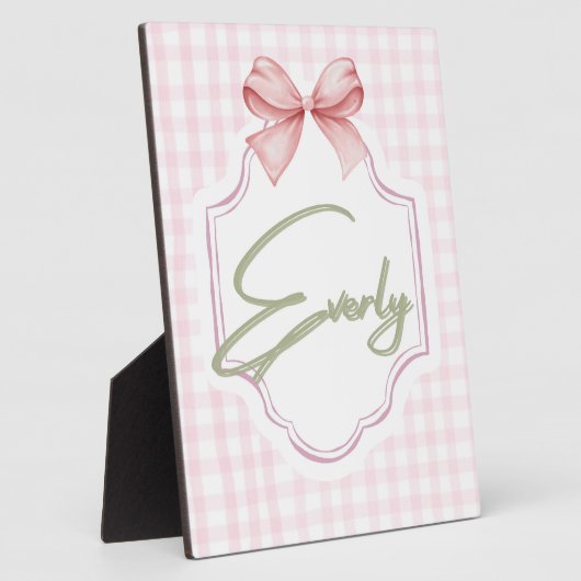 Gepersonaliseerde Everly Baby Girl Nursery Bow & G Fotoplaat (Zijkant)