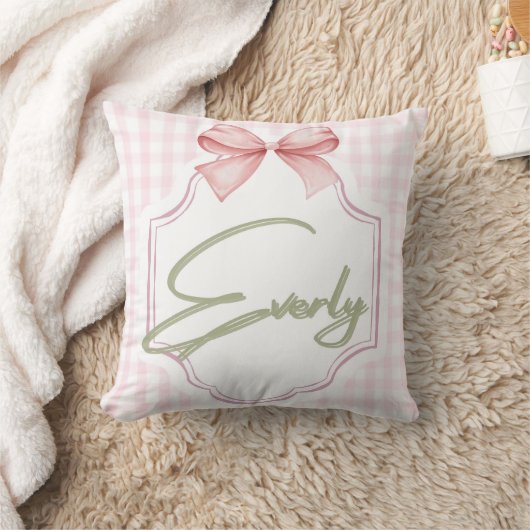 Gepersonaliseerde Everly Baby Girl Nursery Bow & G Kussen (Deken)
