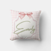 Gepersonaliseerde Everly Baby Girl Nursery Bow & G Kussen (Voorkant)