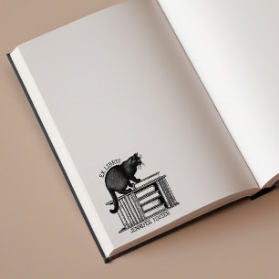 Gepersonaliseerde ex libris,  kattenboek rubberstempel