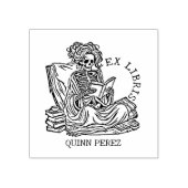 Gepersonaliseerde Ex Libris Lady Skull Bookplate Rubberstempel (Afrduk)