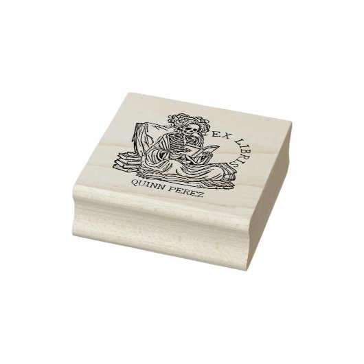 Gepersonaliseerde Ex Libris Lady Skull Bookplate Rubberstempel (Stempel)