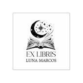 Gepersonaliseerde Ex Libris met een boek en sterre Rubberstempel (Afrduk)
