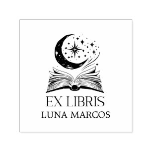Gepersonaliseerde Ex Libris met een boek en sterre Zelfinktende Stempel