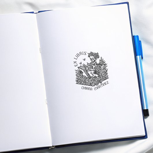 Gepersonaliseerde Ex Libris Skull Bookplate Rubberstempel