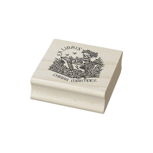 Gepersonaliseerde Ex Libris Skull Bookplate Rubberstempel (Stempel)