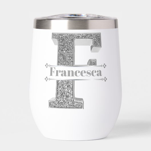Gepersonaliseerde F Initiaal Silver Monogram Jouw  (Voorkant)