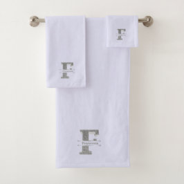 Gepersonaliseerde F Initiaal Silver Monogram Jouw  Bad Handdoek