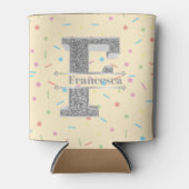 Gepersonaliseerde F Initiaal Silver Monogram Jouw  Blikjeskoeler (Voorkant)