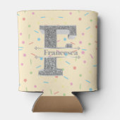 Gepersonaliseerde F Initiaal Silver Monogram Jouw  Blikjeskoeler (Achterkant)