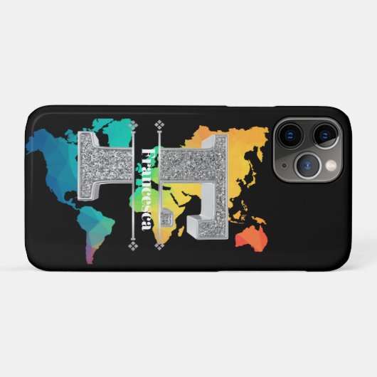 Gepersonaliseerde F Initiaal Silver Monogram Jouw  Case-Mate iPhone Case (Achterkant (horizontaal))