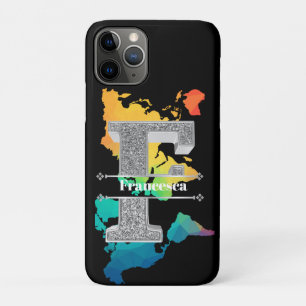 Gepersonaliseerde F Initiaal Silver Monogram Jouw  Case-Mate iPhone Case