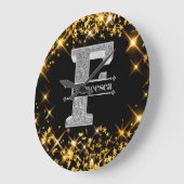 Gepersonaliseerde F Initiaal Silver Monogram Jouw  Grote Klok (Hoek)