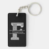 Gepersonaliseerde F Initiaal Silver Monogram Jouw  Sleutelhanger (achterkant)