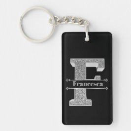 Gepersonaliseerde F Initiaal Silver Monogram Jouw  Sleutelhanger