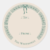 Gepersonaliseerde fa la  bladmuziek van & naar ronde sticker (Voorkant)